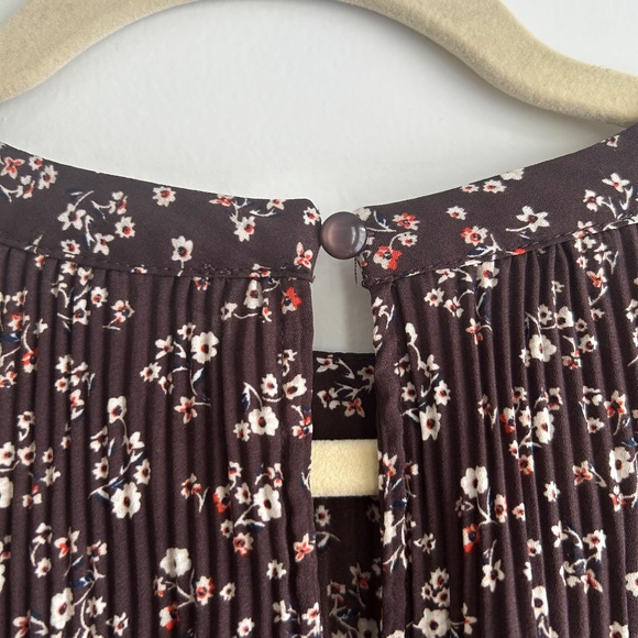 Adrianna Papell Brown Floral Long Sleeve Flowy Blouse Size L Boho Fall Autumn - Picture 5 of 7